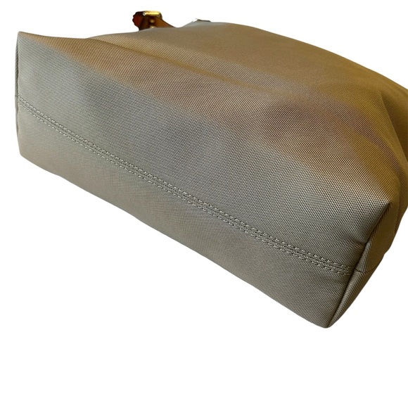 Dooney & Bourke Nylon Crossbody Purse Gray with Tan Leather Trim Accents - Picture 8 of 14